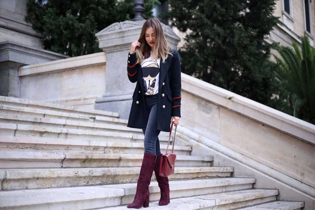 blog de moda pura lopez it girl look botas punta fina y tacon ancho color burdeos