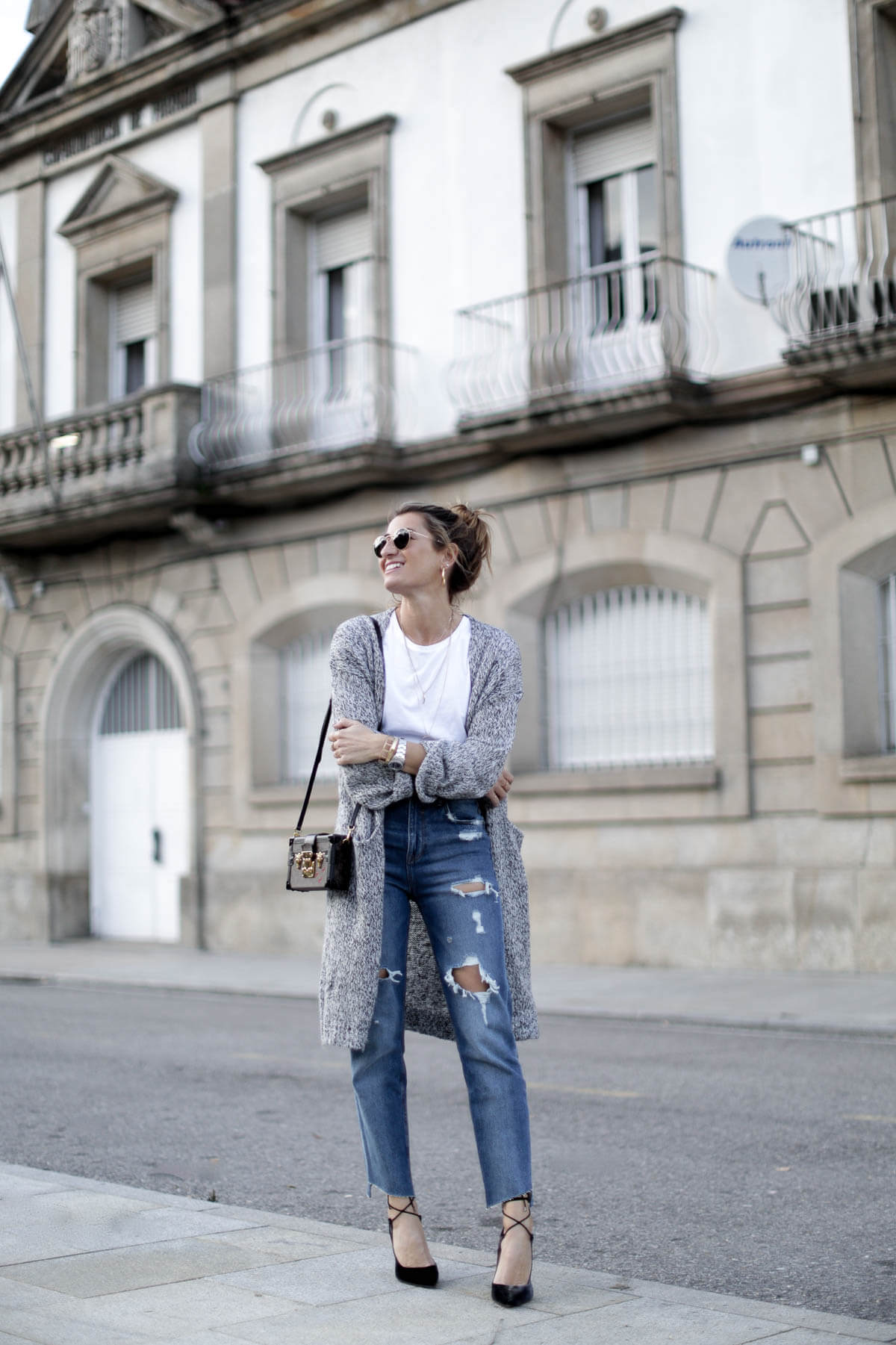 pura lopez zapatos terciopelo look casual 