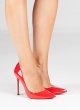 Red patent leaher pointy toe pumps