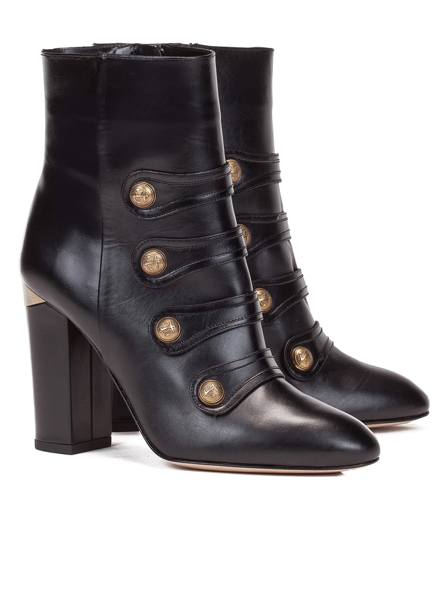black leather ankle boots with heel