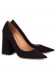 High block heel pumps in black suede - online shoe store Pura Lopez