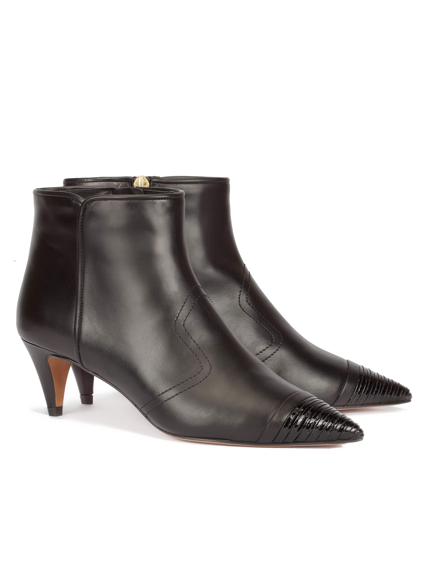 mid heel pointed ankle boots
