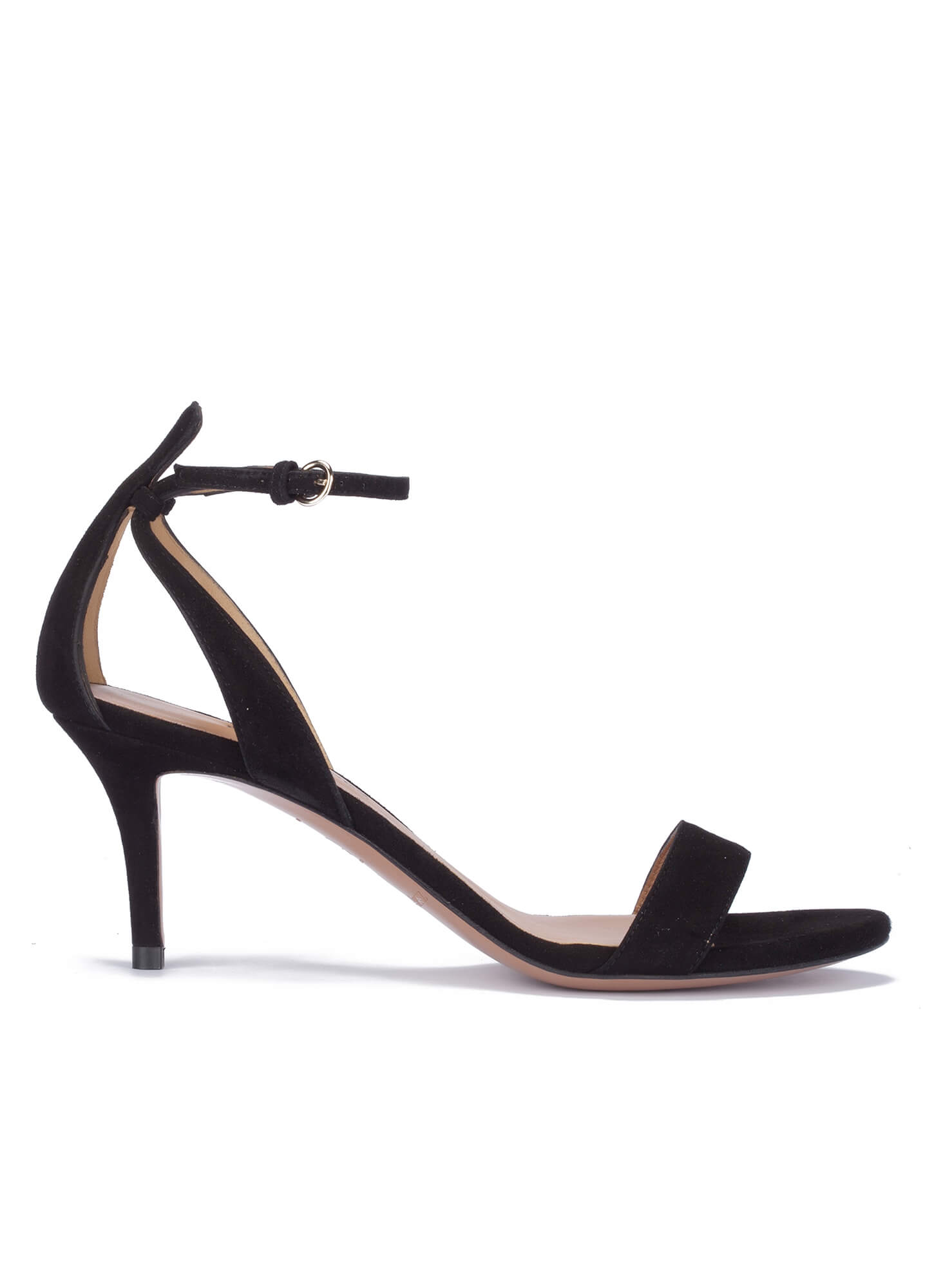 Mid heel sandals in black suede 