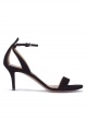 Black suede ankle strap mid heel sandals