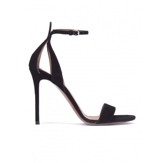 Black suede sandals with ankle strap Pura López