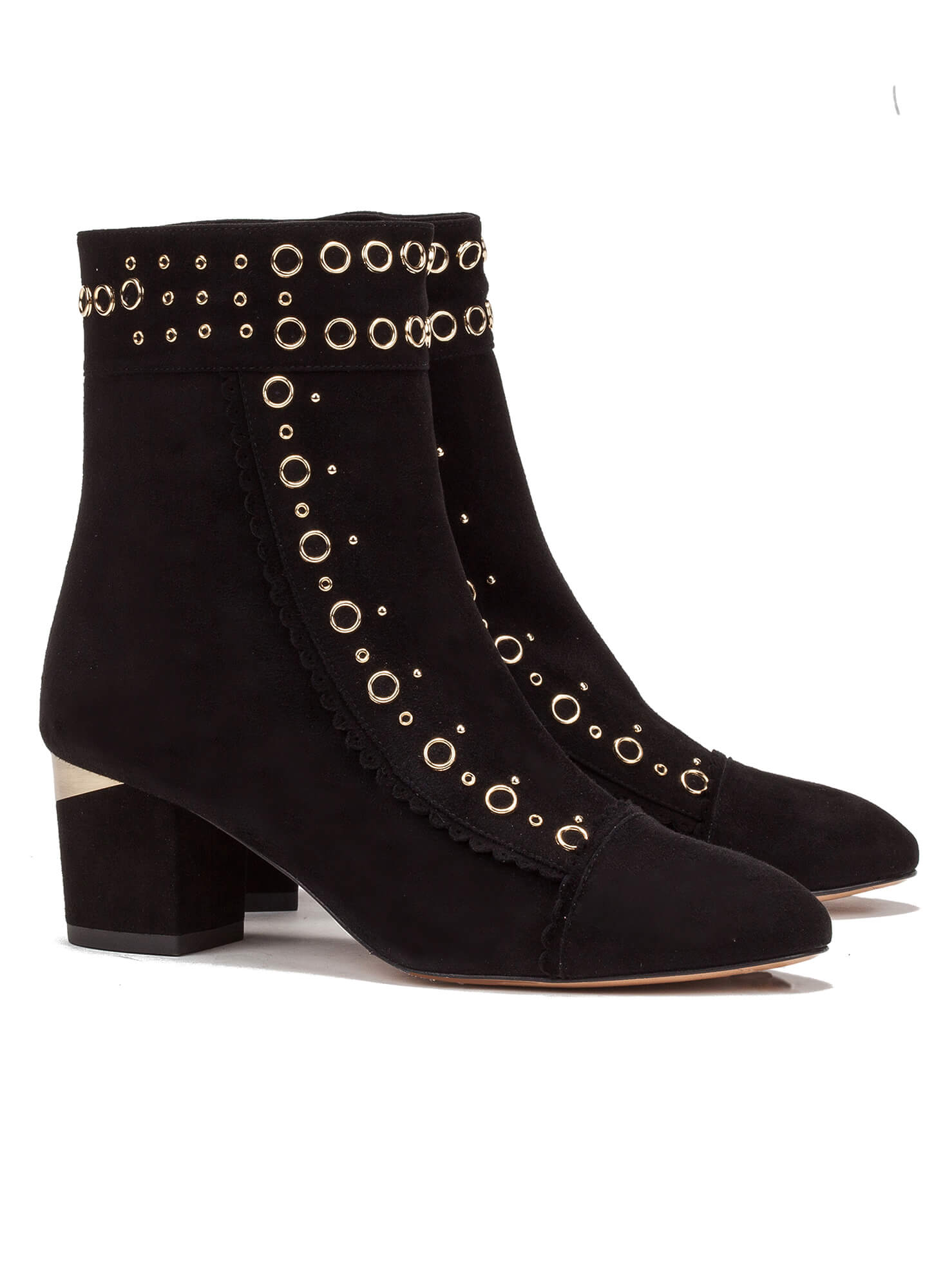 Mid heel ankle boot in black suede - online shoe store Pura Lopez ...