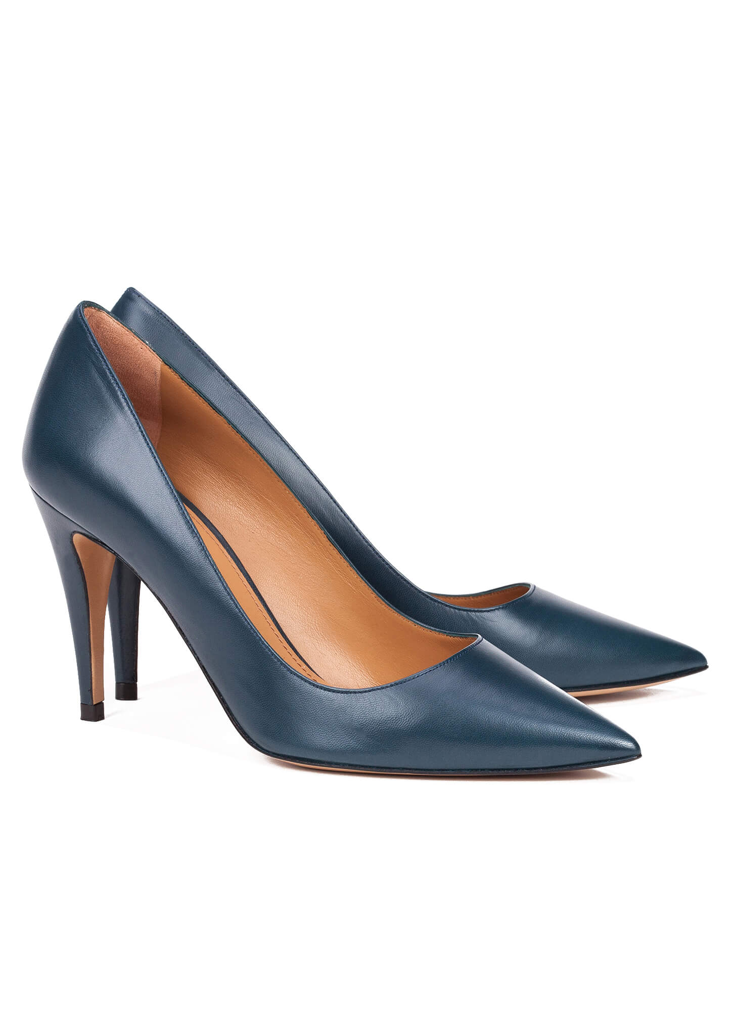 High heel pumps in blue leather - online shoe store Pura Lopez . PURA LOPEZ