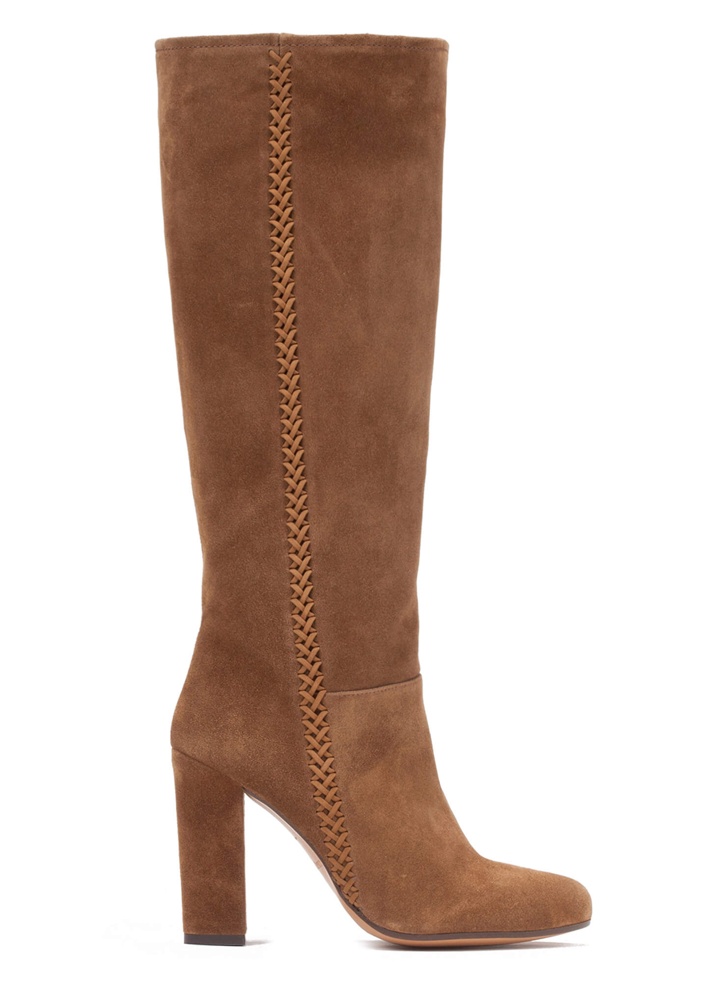 brown suede high heel boots