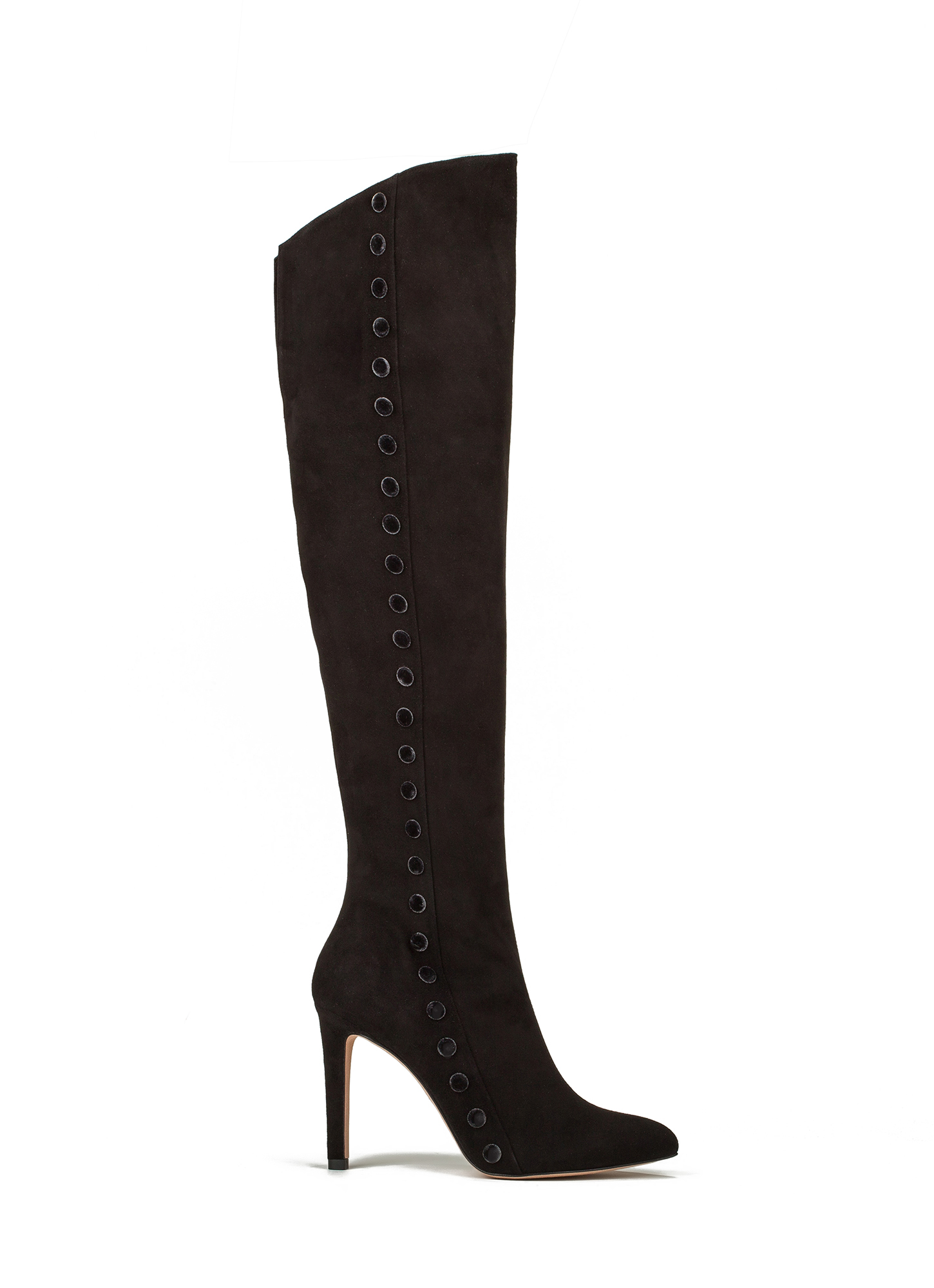 black high heel boots suede