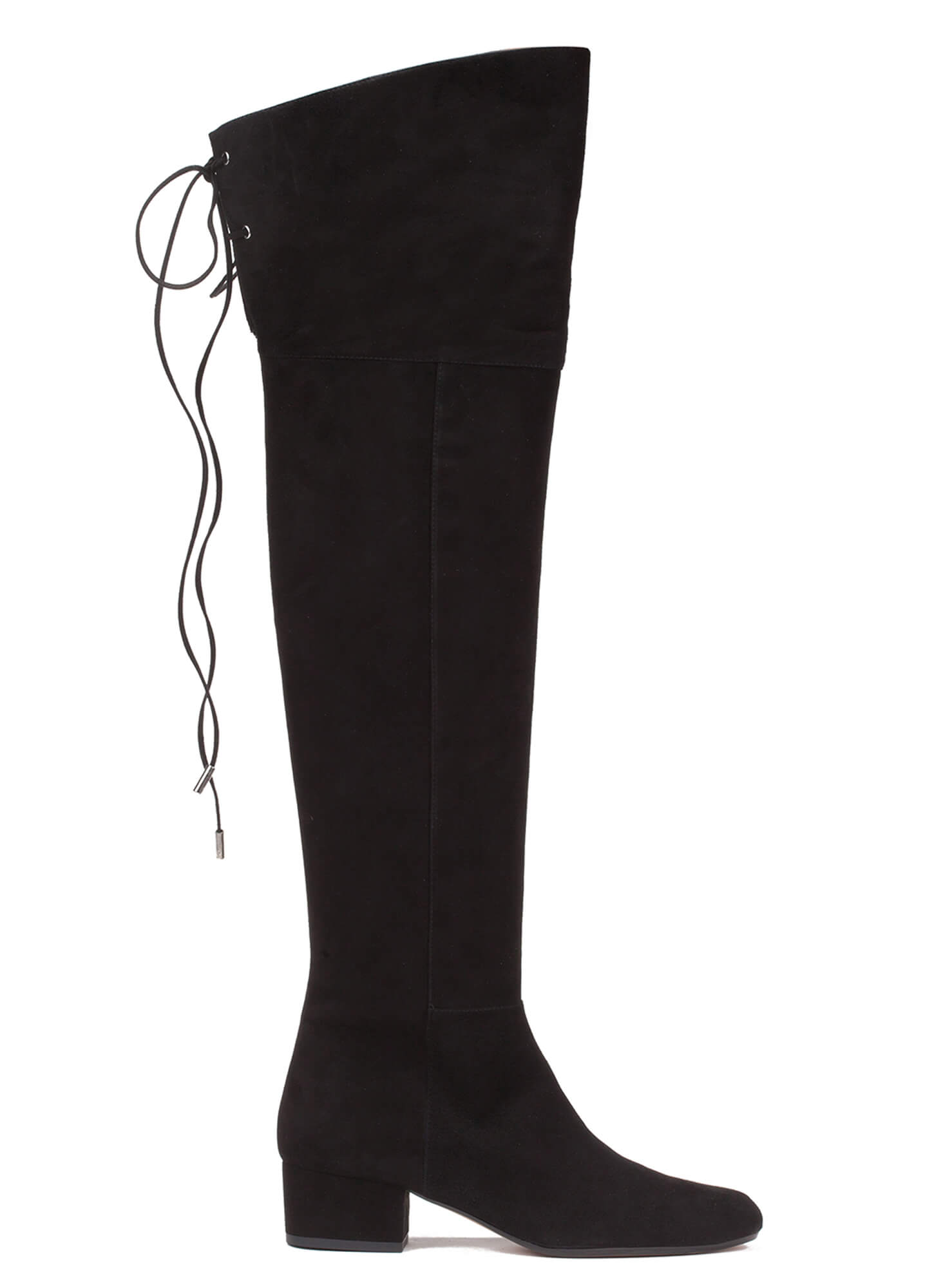 over the knee low heel boots