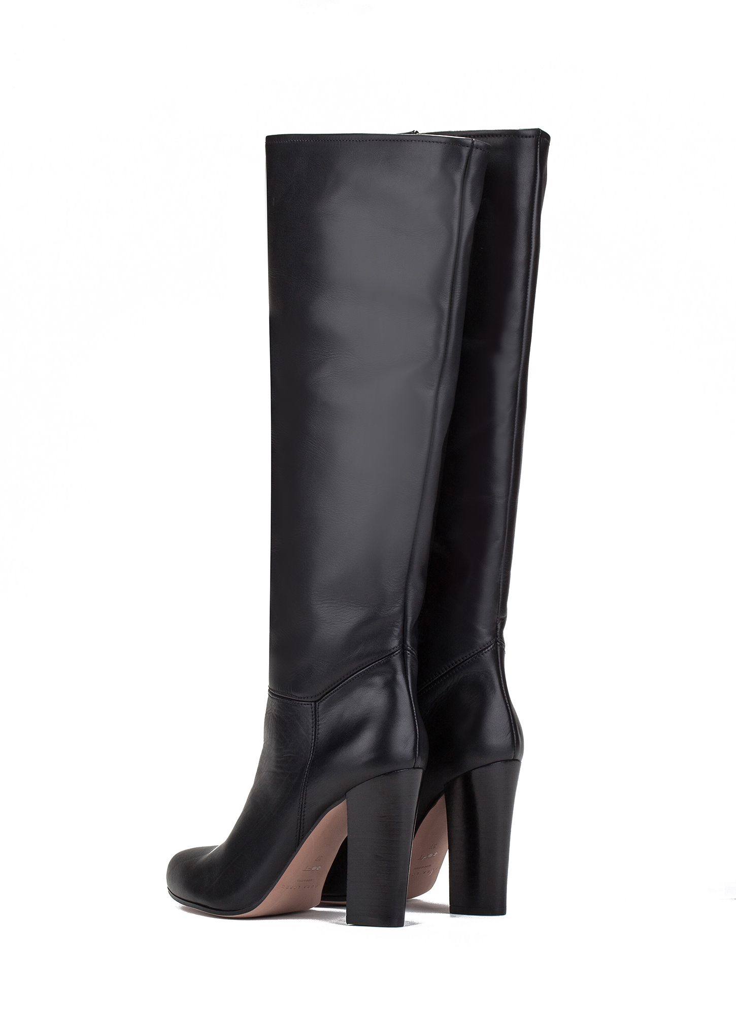 Botas negras de tacón alto en piel tienda de zapatos Pura López