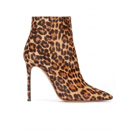 Botines de leopardo con tacón alto y punta fina Pura López