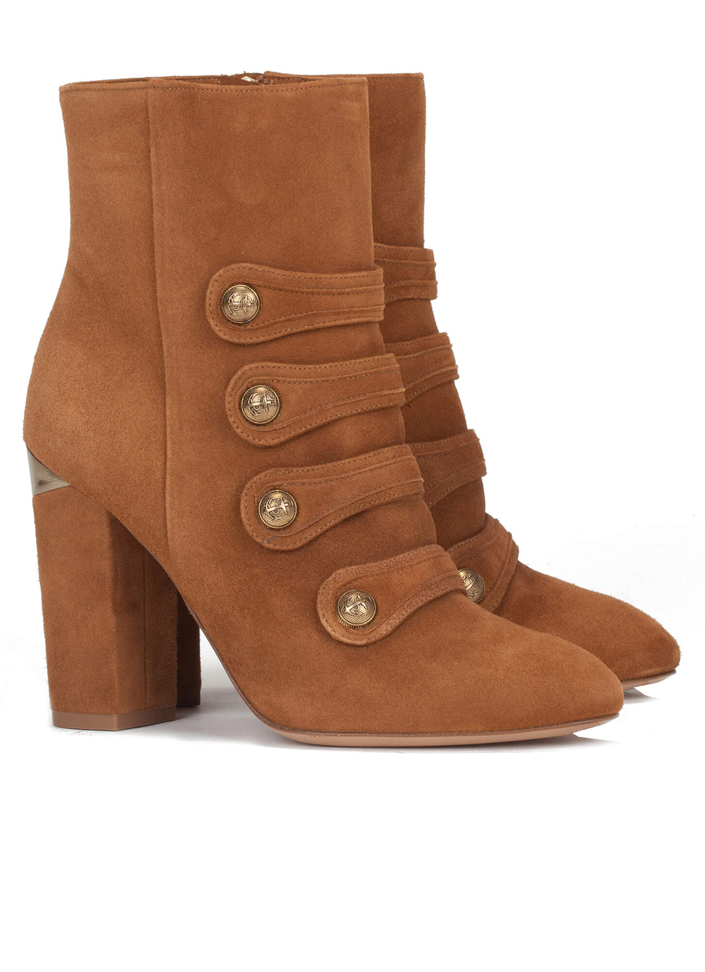 Chestnut high block heel ankle boots - online shoe store Pura Lopez ...