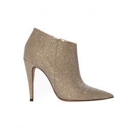 Botines de tacón alto en glitter platino Pura López