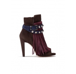 High heel ankle boots in multicolored suede Pura López
