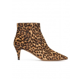 Botines de leopardo con tacón medio y punta fina Pura López