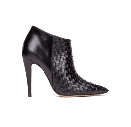 Botines de tacón alto en piel color negro Pura López