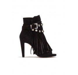 High heel ankle boots in black suede Pura López