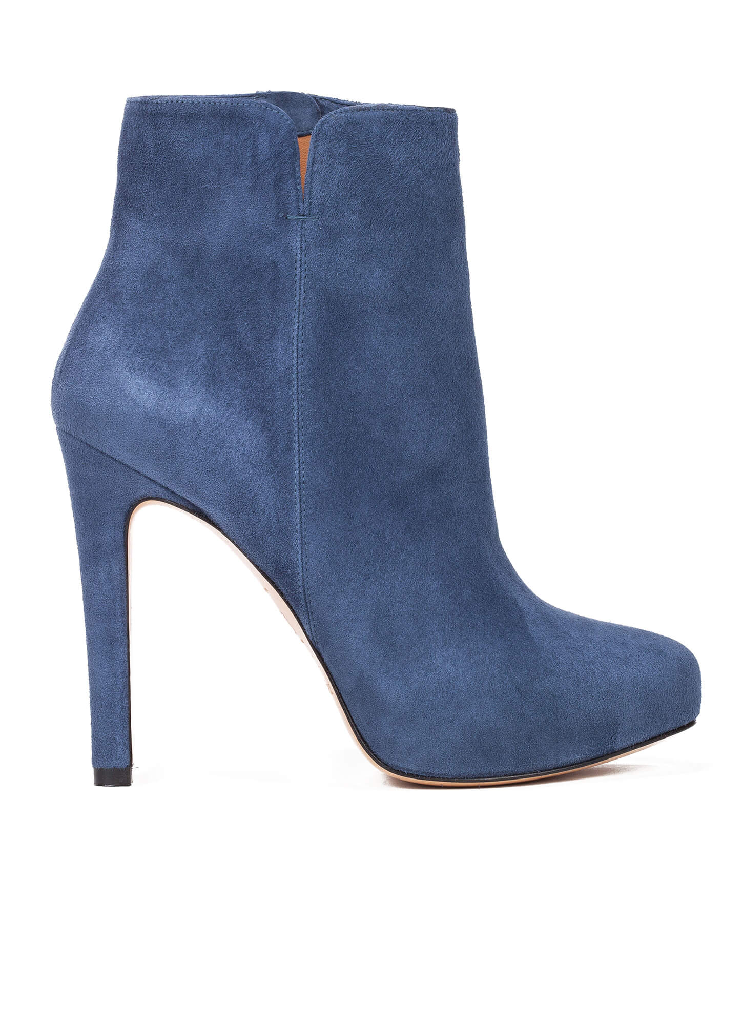 High heel ankle boots in blue suede - online shoe store Pura Lopez ...