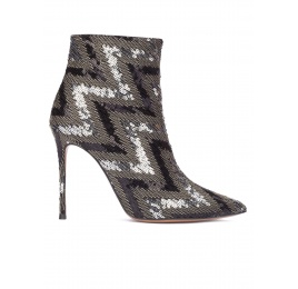 Sequined high heel ankle boots Pura López
