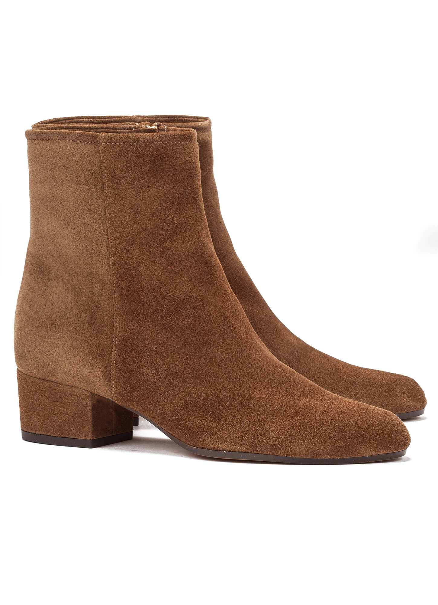 brown suede booties low heel