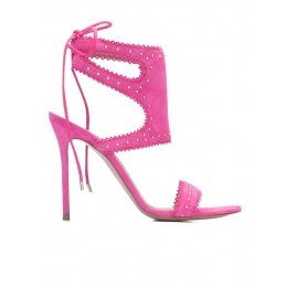 Fuxia lace-up high heel sandals Pura López