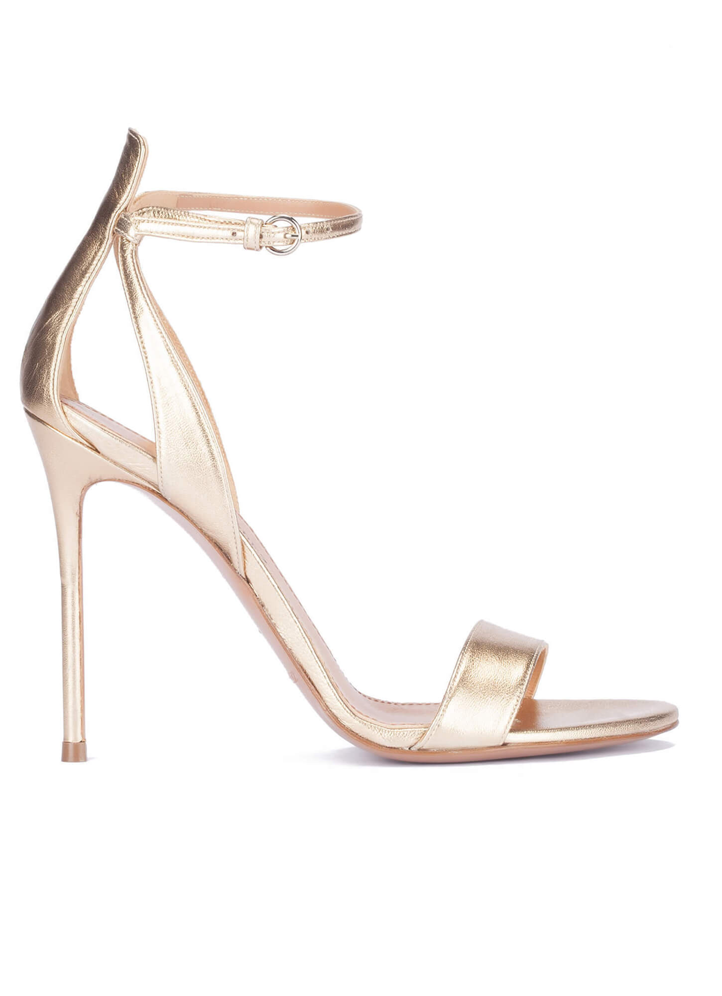High heel sandals in gold leather - online shoe store Pura Lopez . PURA ...