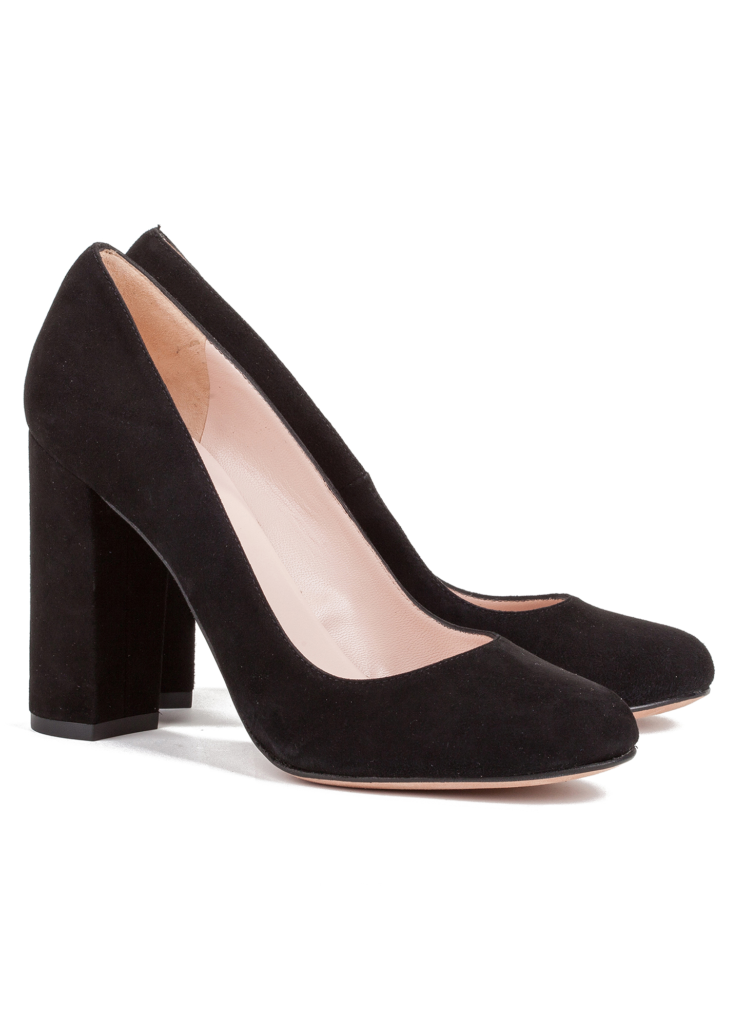 Block high heel pumps in black suede - online shoe store Pura Lopez ...