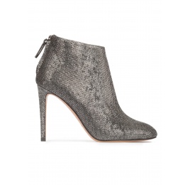 High stiletto heel ankle boots in metallic fabric Pura López