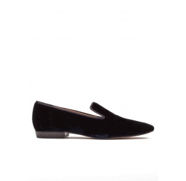 Mocasines planos en terciopelo azul noche Pura López