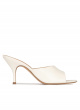 Mid curved heel mules in off-white leather