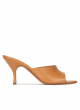 Mid curved heel mules in camel leather