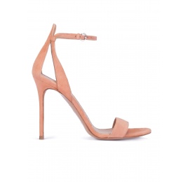 Ankle strap heeled sandals in old rose suede Pura López