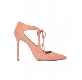 Old rose suede lace-up cutout shoes Pura López