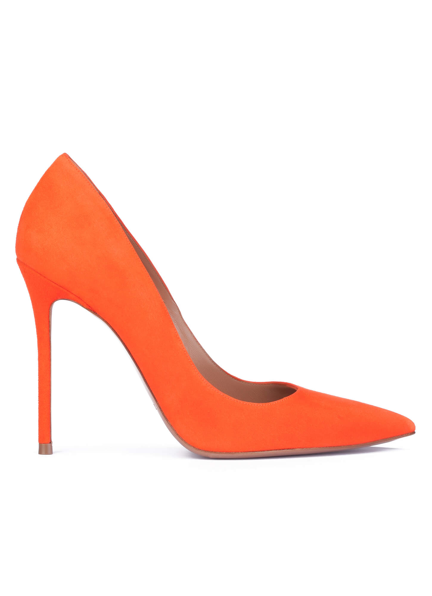Orange suede stiletto pumps online shoe store Pura Lopez . PURA LOPEZ