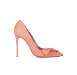 Bow detailed high heel pumps in old rose suede Pura López