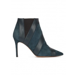 Petrol blue heeled pointy toe ankle boots Pura López