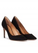 Black suede point-toe classic heels
