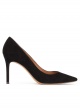 Black suede point-toe classic heels