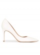 Point-toe high heel pumps in off-white leather