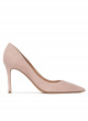 Nude suede high heel pointy toe pumps