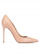 Stiletto heel point-toe pumps in nude leather