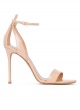 Minimalist high heel sandals in nude patent leather