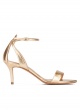 Ankle strap mid stiletto heel sandals in gold metallic leather
