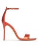 High heel sandals in coral pink metallic leather
