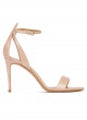 Nude ankle strap high heel sandals in patent leather