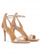 Nude ankle strap high heel sandals in patent leather