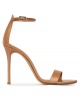 Ankle strap heeled sandals in camel leather