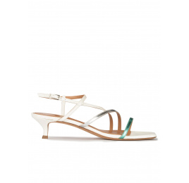 Strappy mid heeled sandals in multicoloured metallic leather Pura López