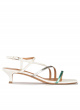 Strappy mid heeled sandals in multicoloured metallic leather